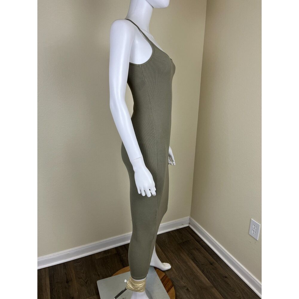 MESHKI Women Size XS Green Ribbed Cami Maxi Bodycon Dress Casual Minimal Travel - Picture 14 of 15